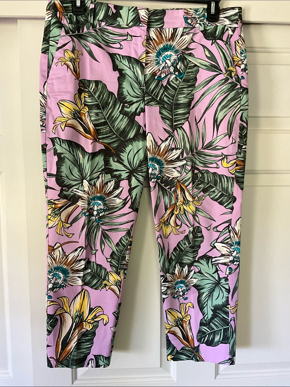 J. CREW LAVENDER BOTANICAL PRINT SIZE 14 ANKLE COTTON PANTS. WORN ONCE?